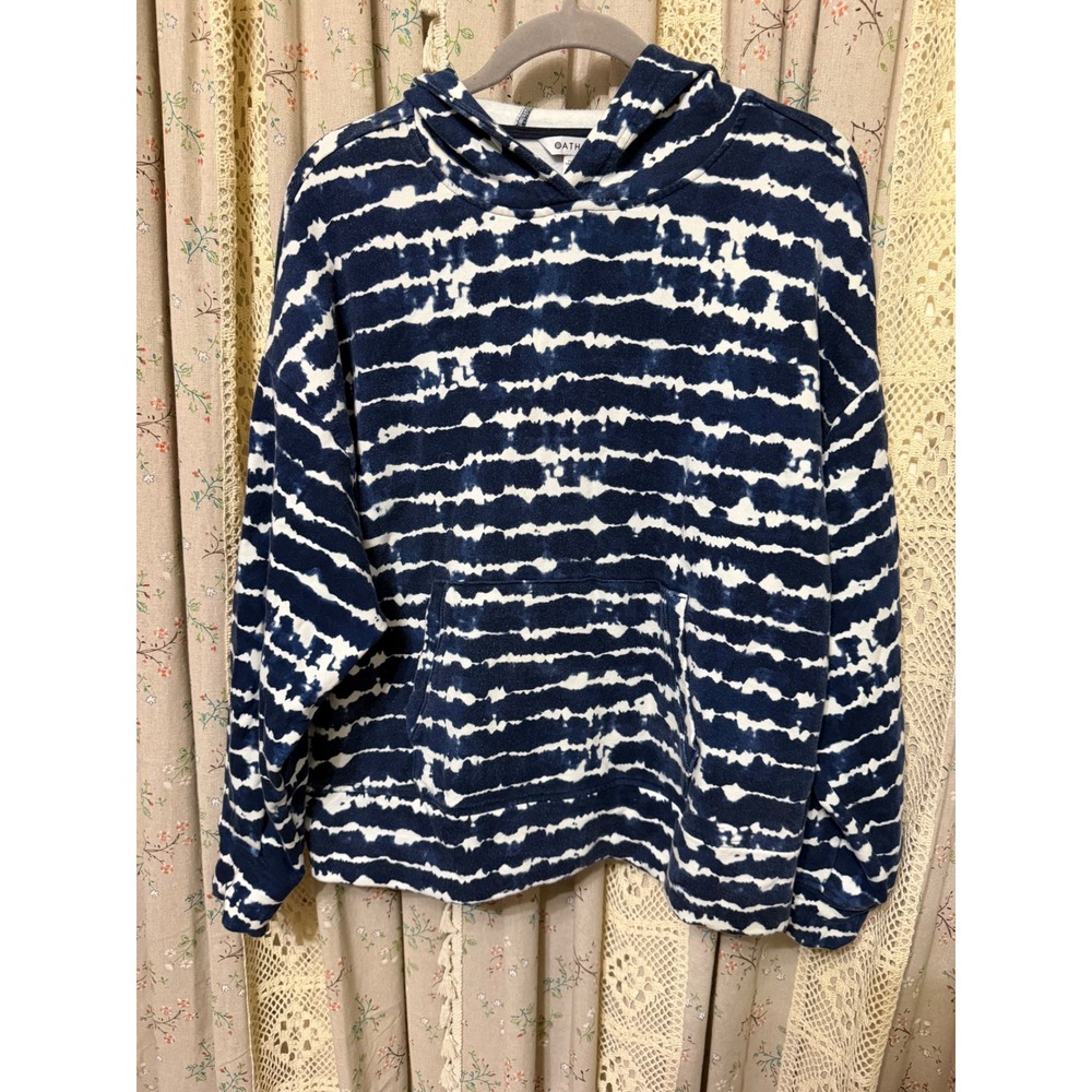 Athleta Balance Printed Hoodie Navy White Tie Dye Sweatshirt Size 1X